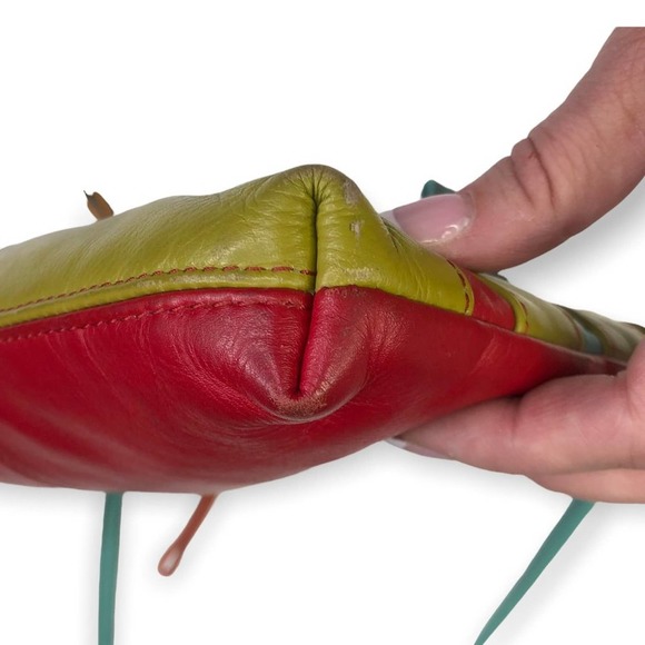 ili New York Colorblock Zipper Small Crossbody Bag Multi Colored Citrus Leather - Picture 2 of 11